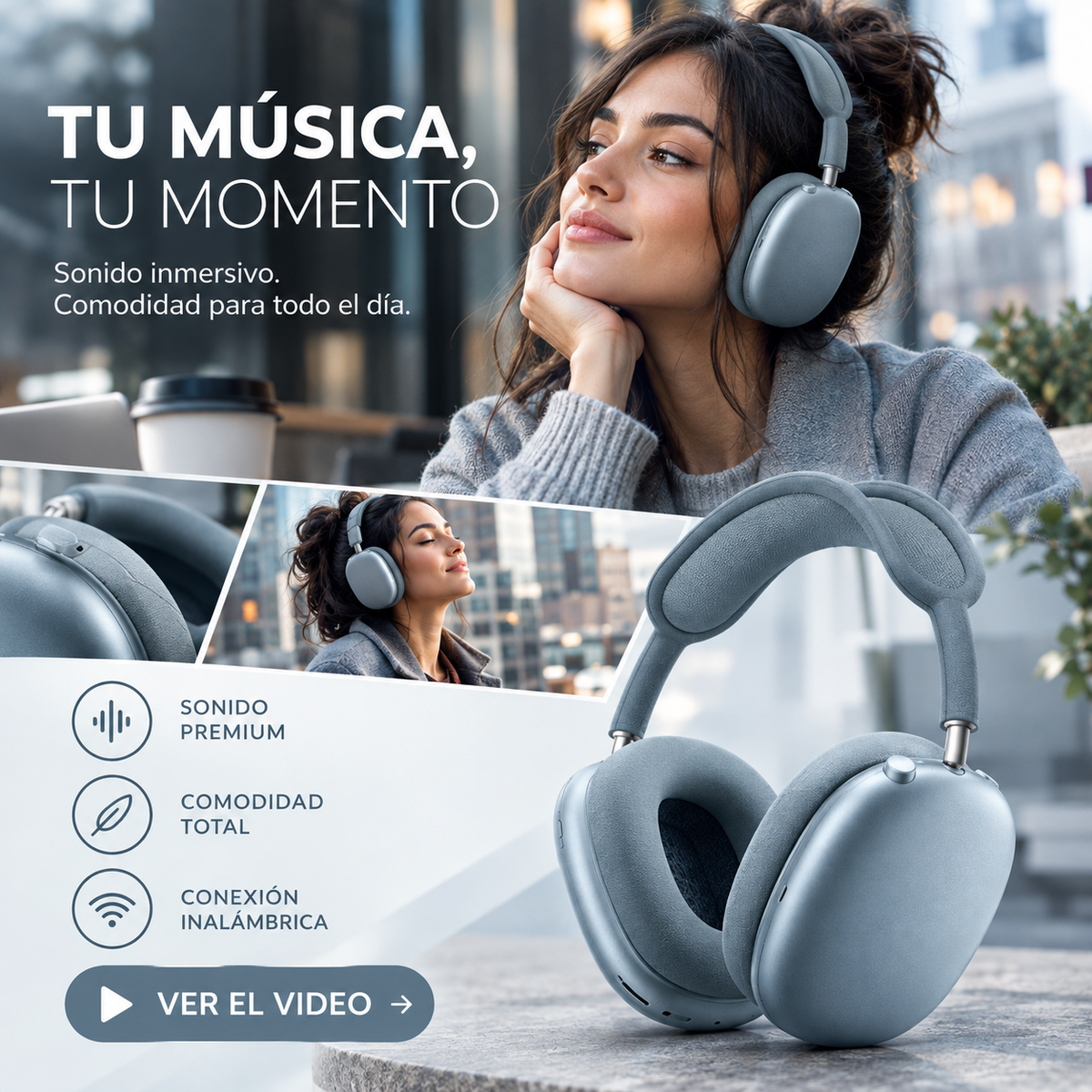 Auriculares Bluetooth supraaurales: comodidad y sonido inalámbrico.
